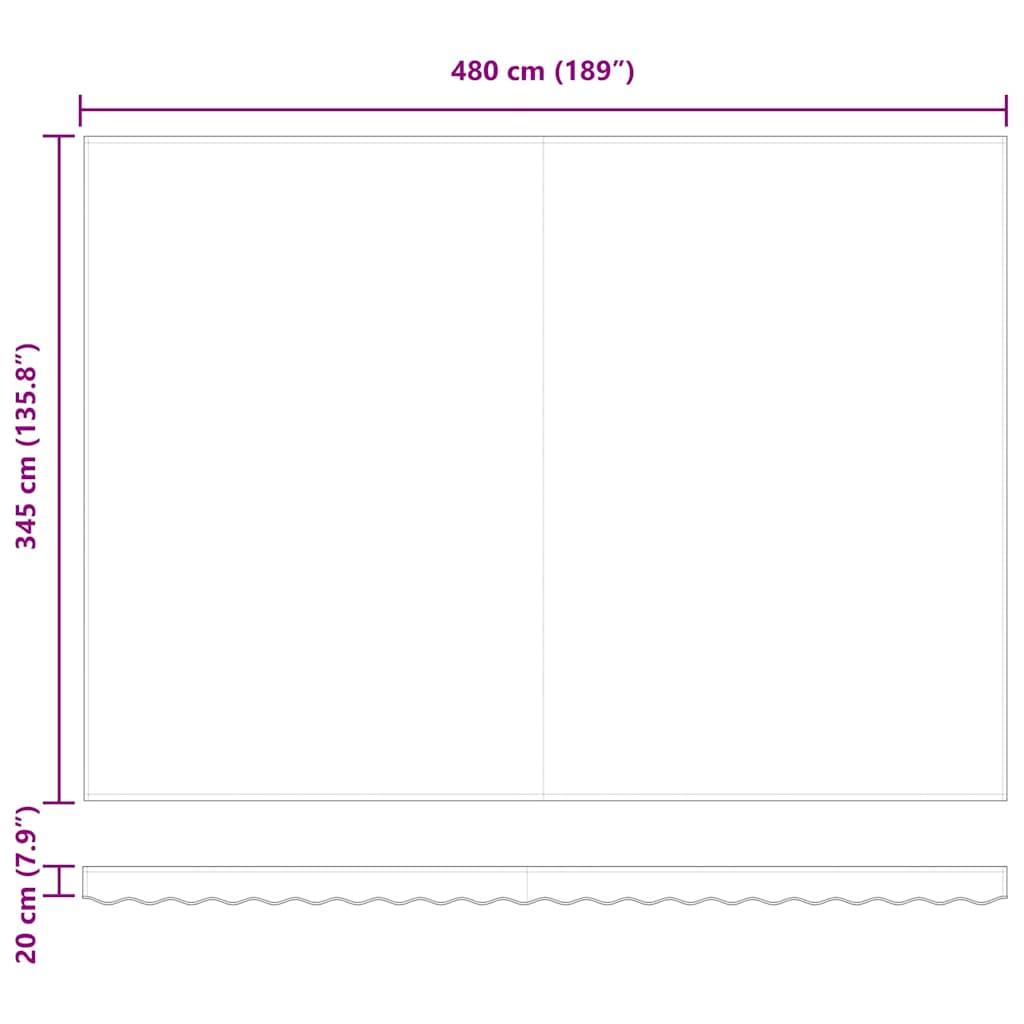 Innvendbar Markise 500 × 350 cm gul og oransje
