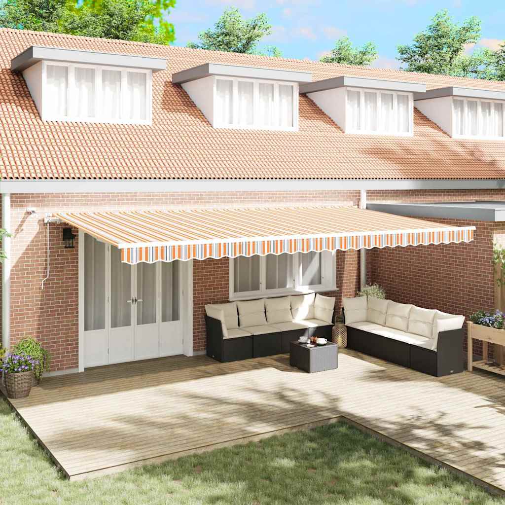 Automatisk Utrekksmarkise med LED, Flerfarget, Stripete, 600 x 300 cm