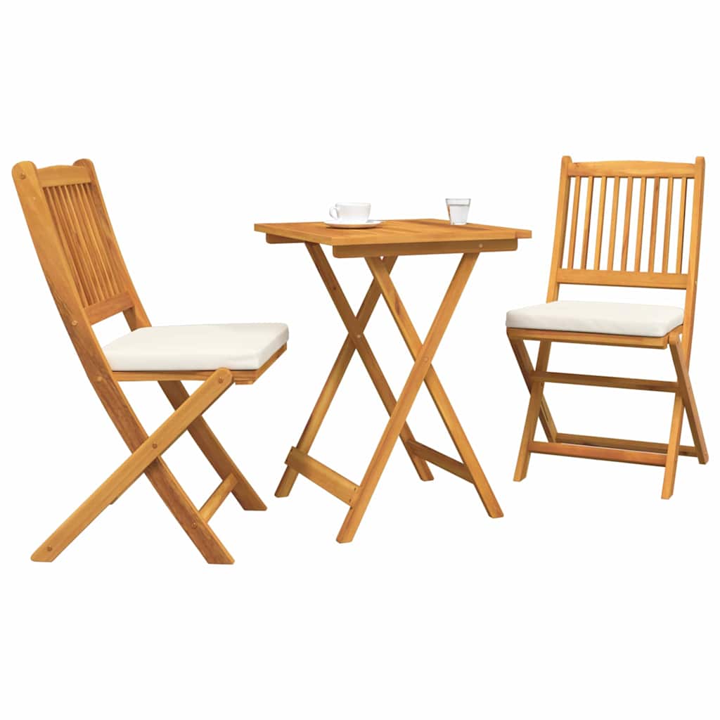 3-delt hage bistrosett i solid akasietre