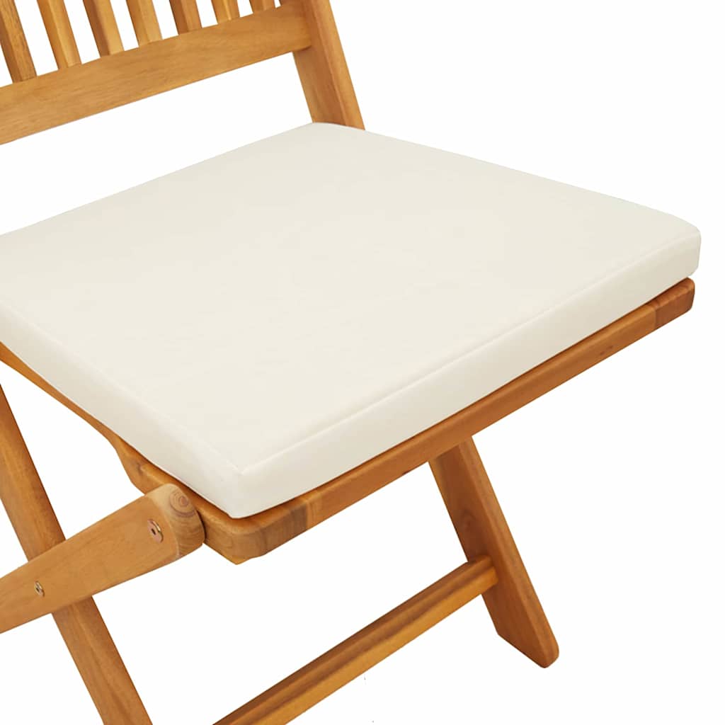 Foldbare Hagemøbler med Hvite Puter 2 stk Solid Akasietre