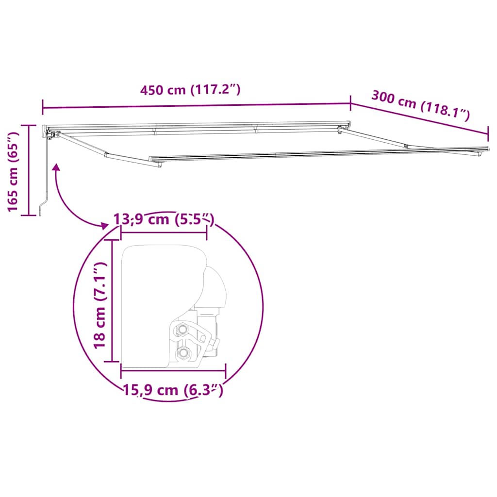 Markiseramme Antrasitt 4,5 × 3 m