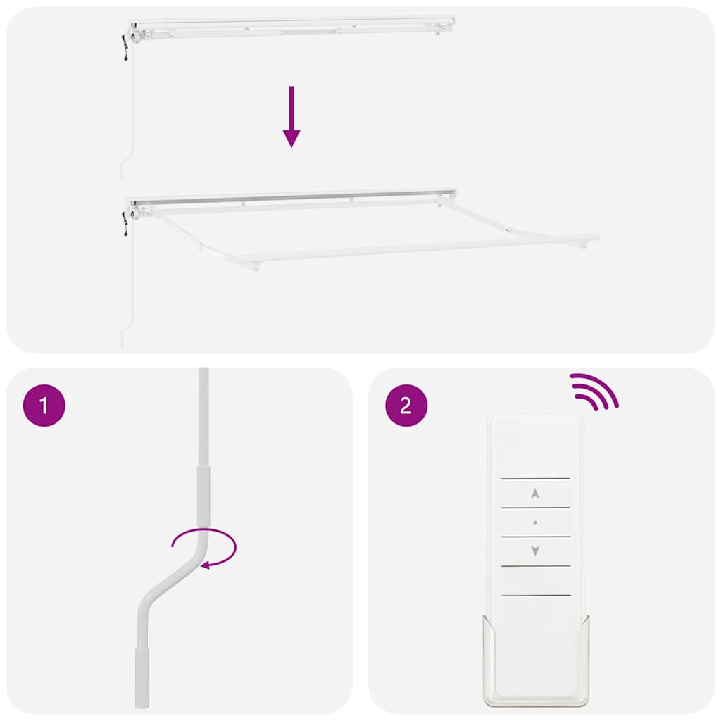 Markiseramme Hvit 3 x 2 m Pulverlakkert stål og aluminium