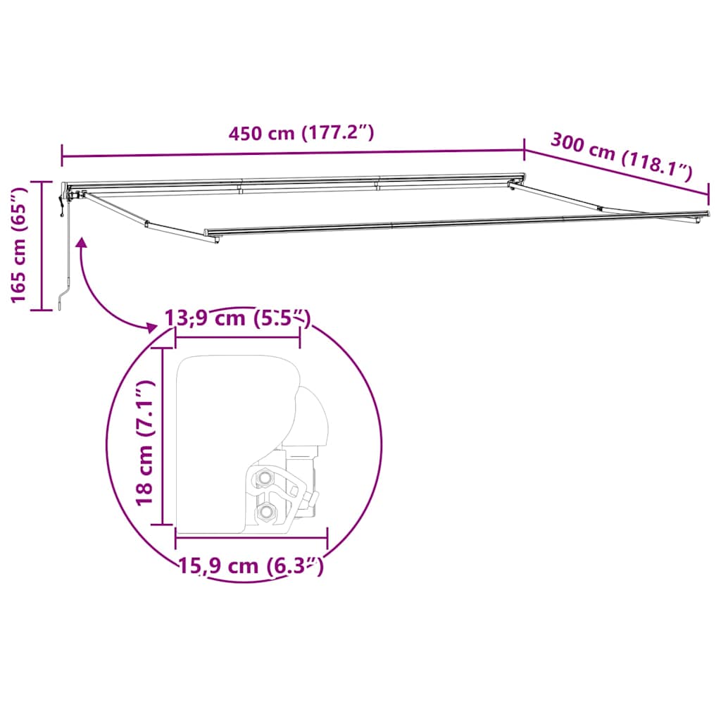 Markiseramme Antrasitt 4,5 × 3 m