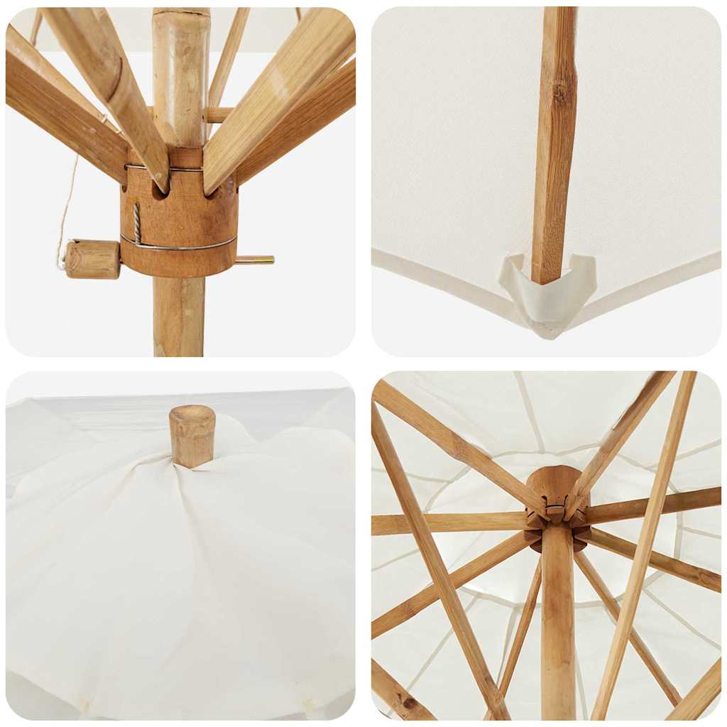 Hageparasol Kremhvit 217x230 cm Bambus