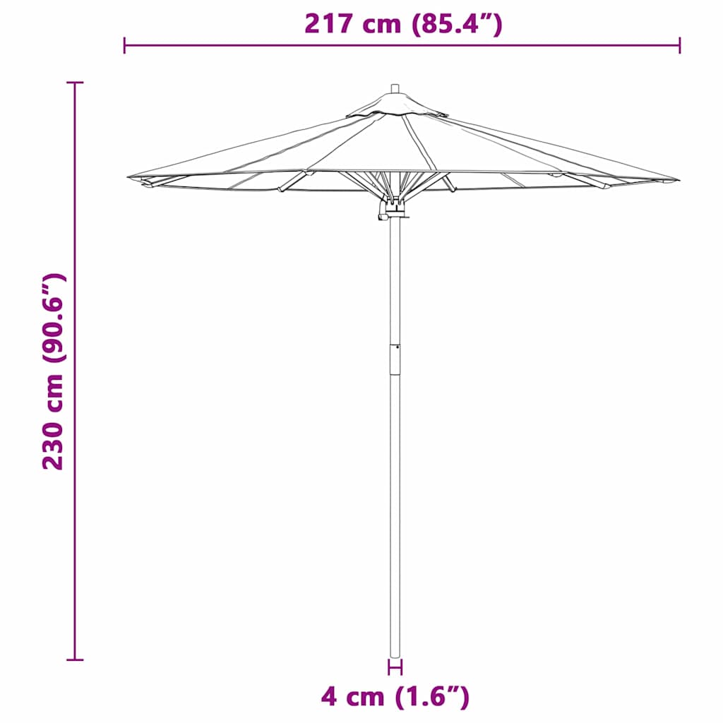 Hageparasol Kremhvit 217x230 cm Bambus