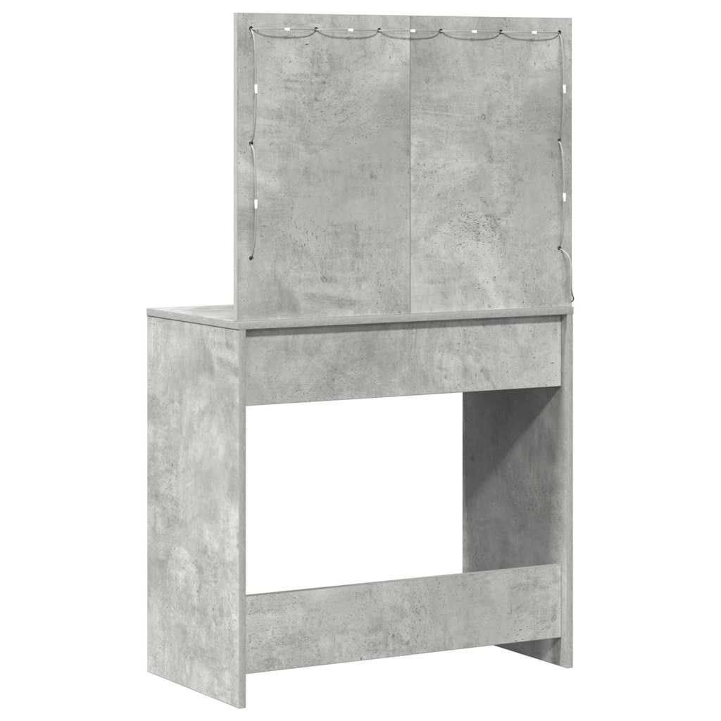 Sminkebord med LED-lamper Betonggrå 78,5x41x135 cm