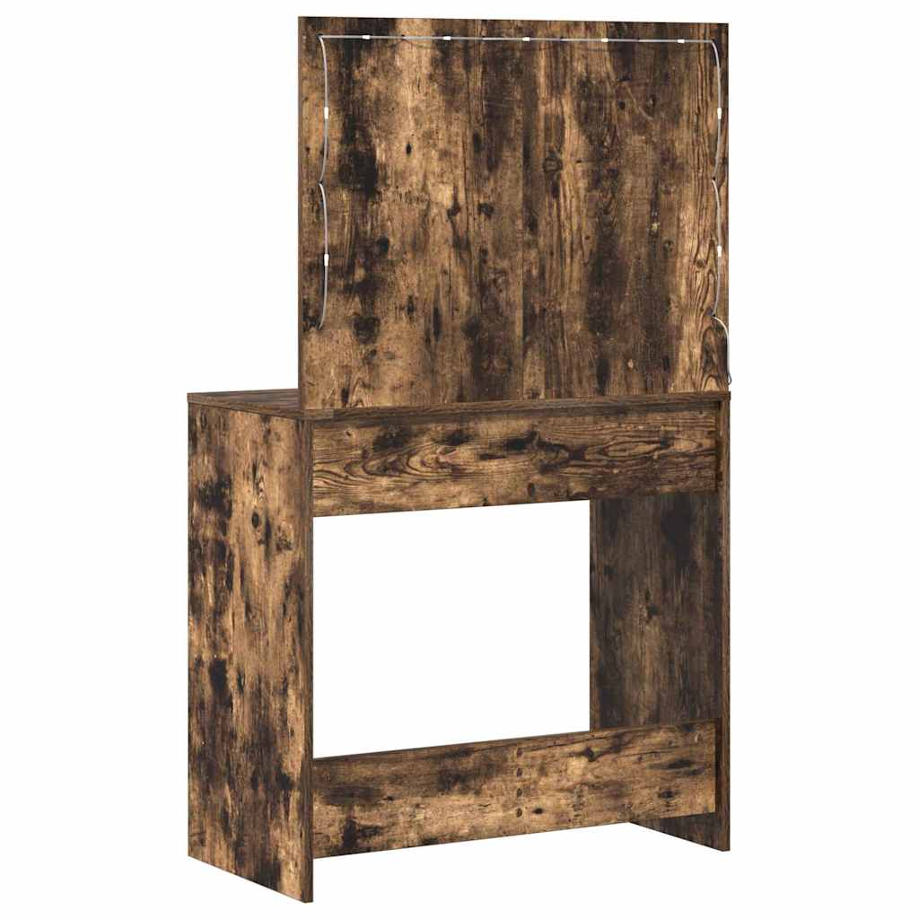 Dressingbord med LED-lamper Røkt eik 78.5x41x135 cm