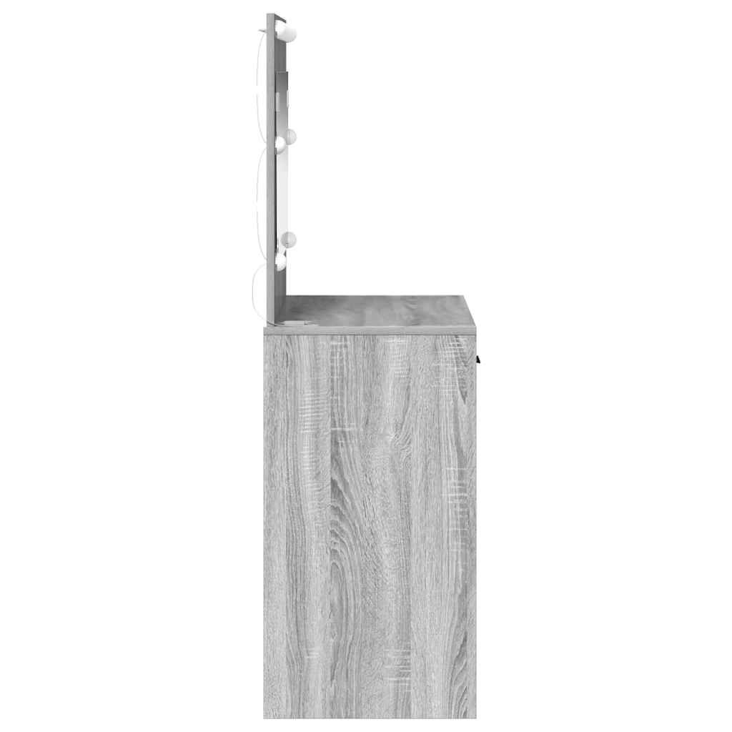 dressingbord med LED-lamper Grå sonoma 78,5x41x135 cm
