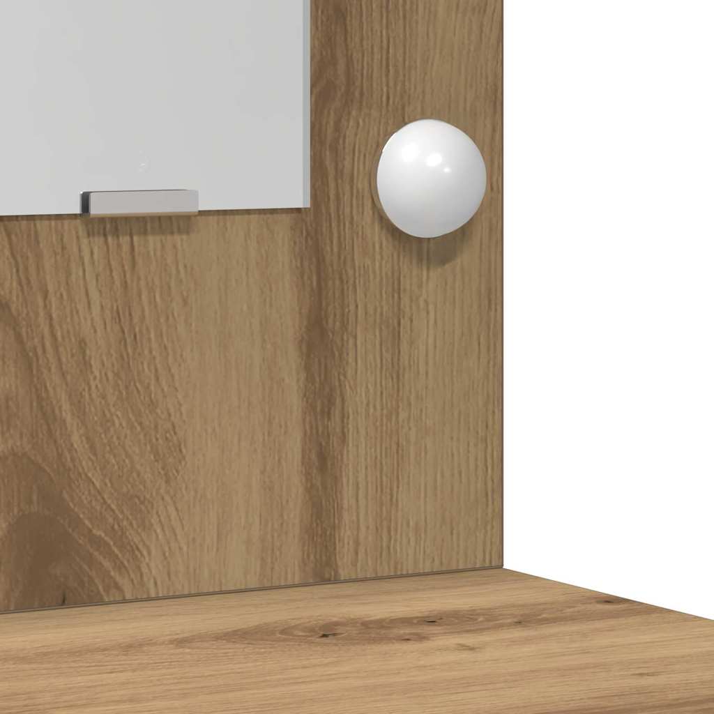 Sminkebord med LED-lamper Artisan Eik 50x41x135 cm