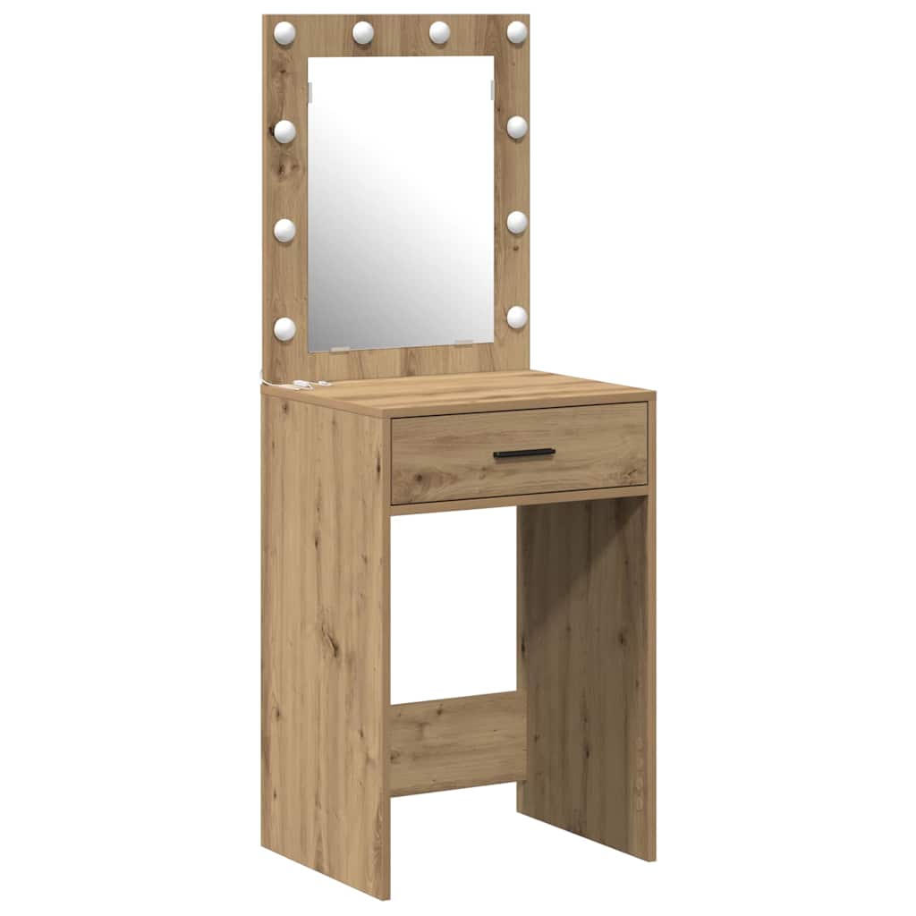 Sminkebord med LED-lamper Artisan Eik 50x41x135 cm