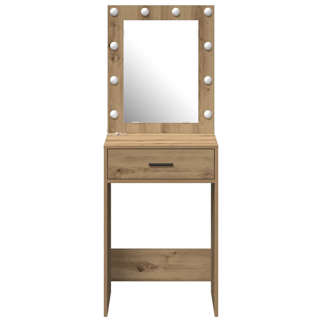 Sminkebord med LED-lamper Artisan Eik 50x41x135 cm