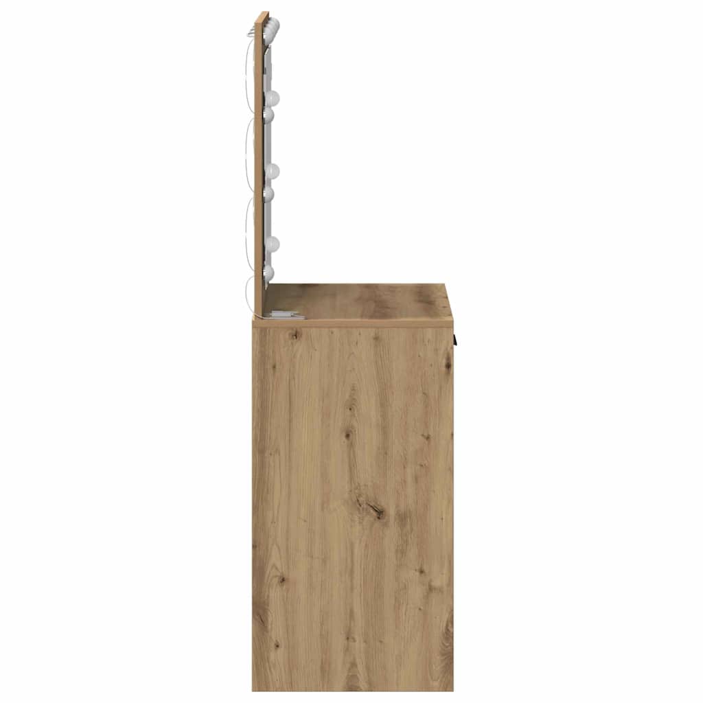 Sminkebord med LED-lamper Artisan Eik 50x41x135 cm