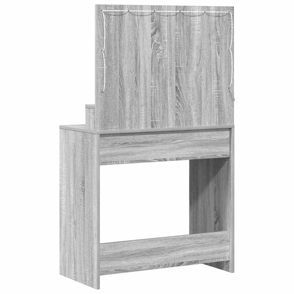 Sminkebord med LED-lamper Grå Sonoma 79x41x135 cm
