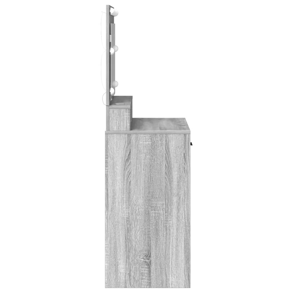 Sminkebord med LED-lamper Grå Sonoma 79x41x135 cm