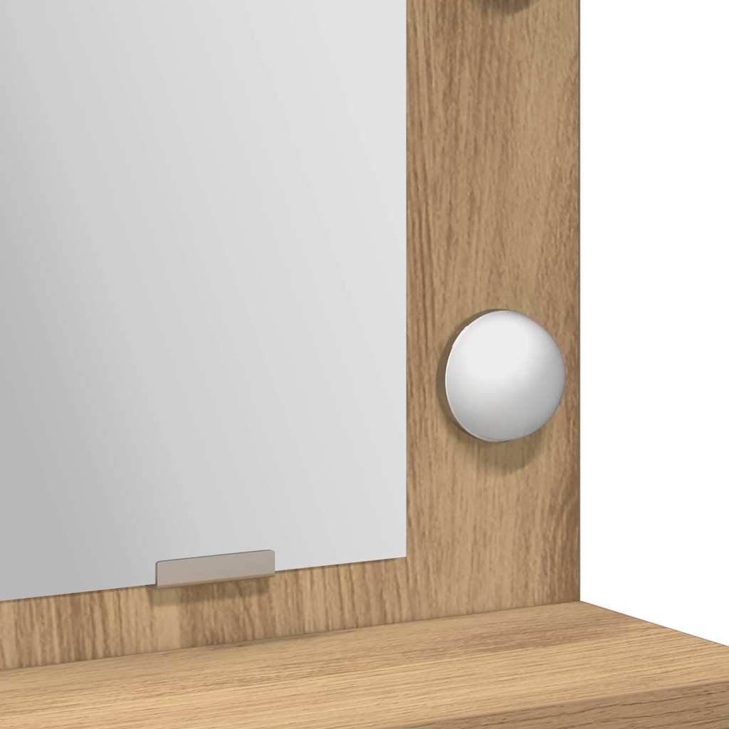 Sminkebord med LED-lamper i Artisan Eik 79x41x135 cm