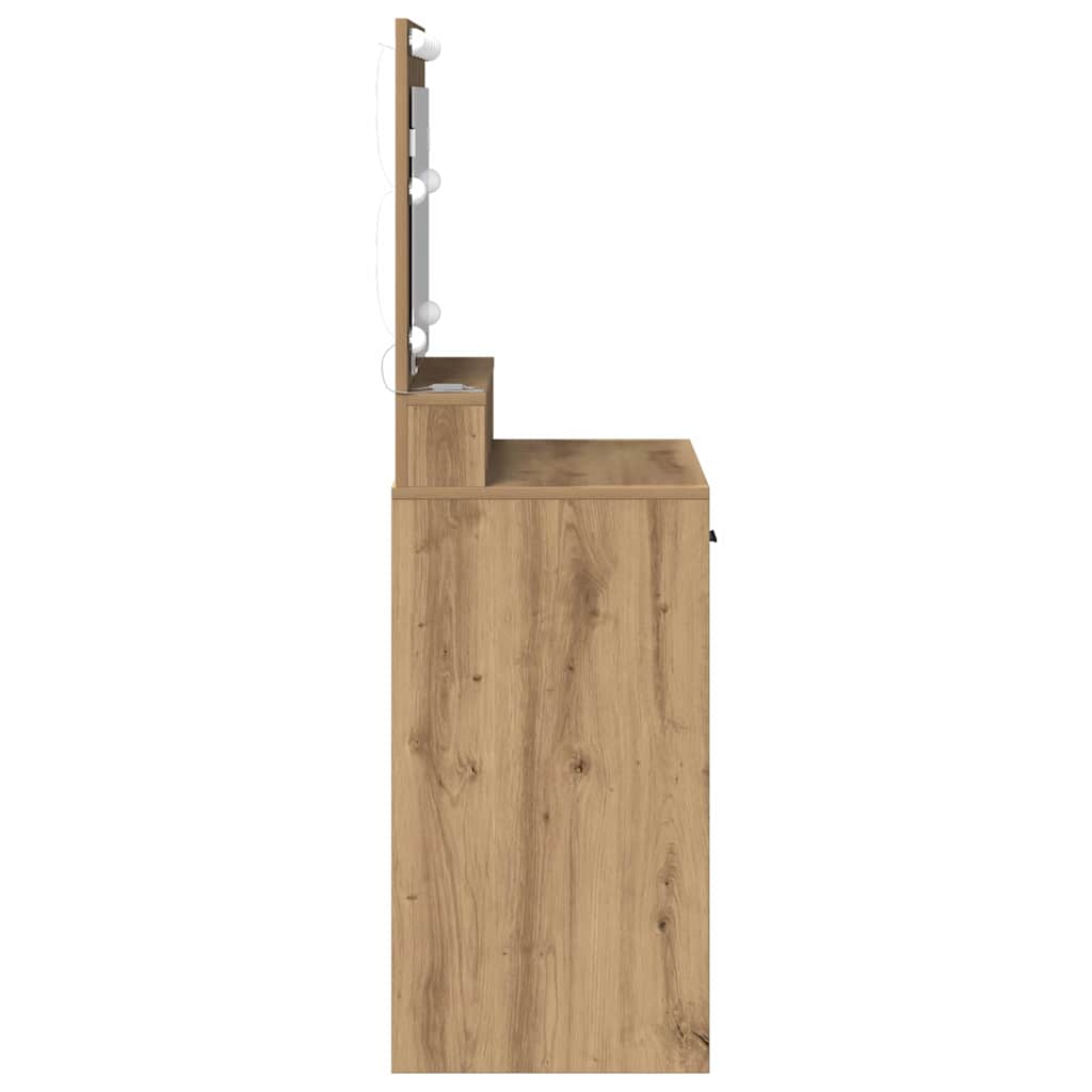Sminkebord med LED-lamper i Artisan Eik 79x41x135 cm