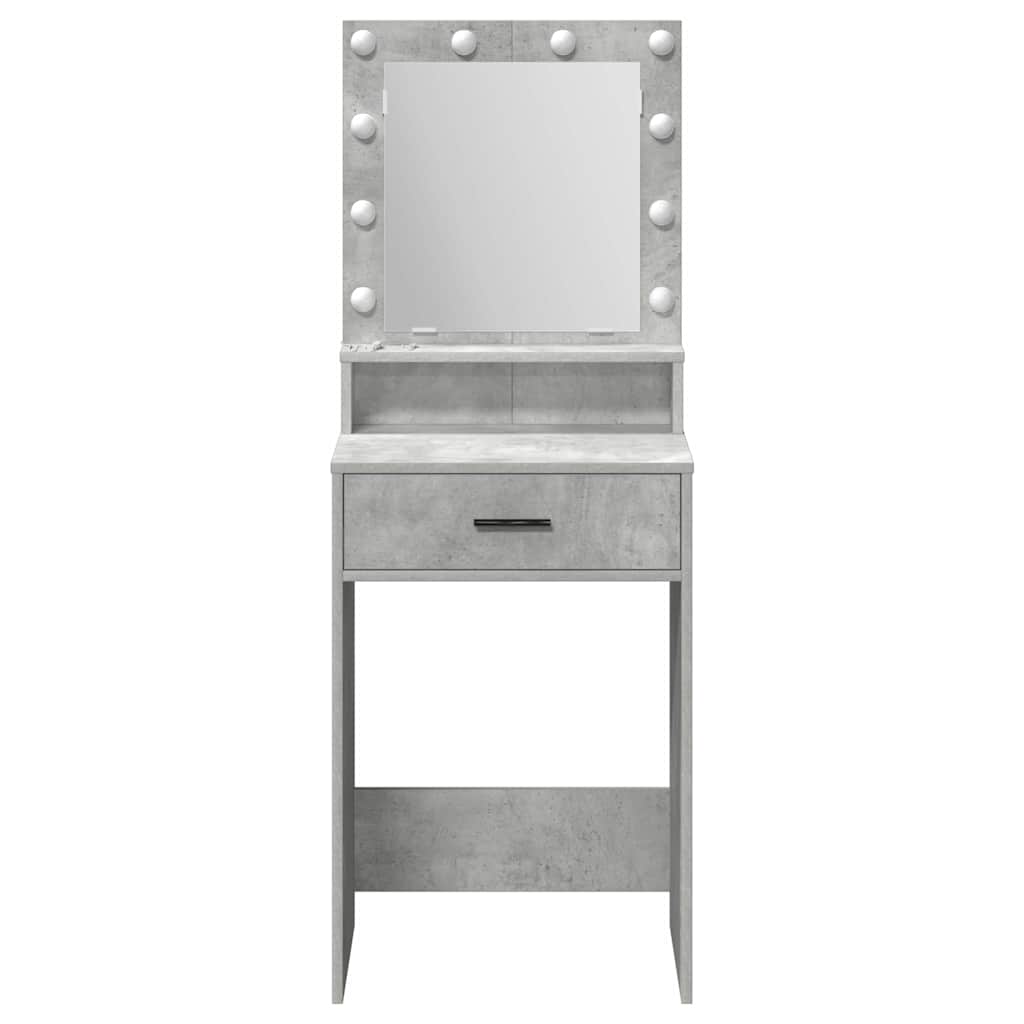 Sminkebord med LED-lamper Betonggrå 50x41x135 cm