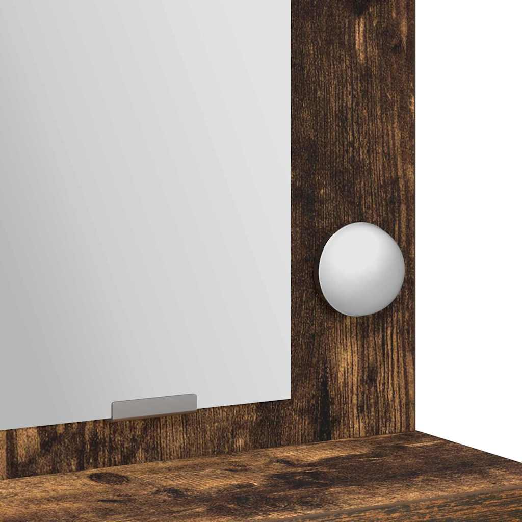Sminkebord med LED-lamper Røkt Eik 50x41x135 cm