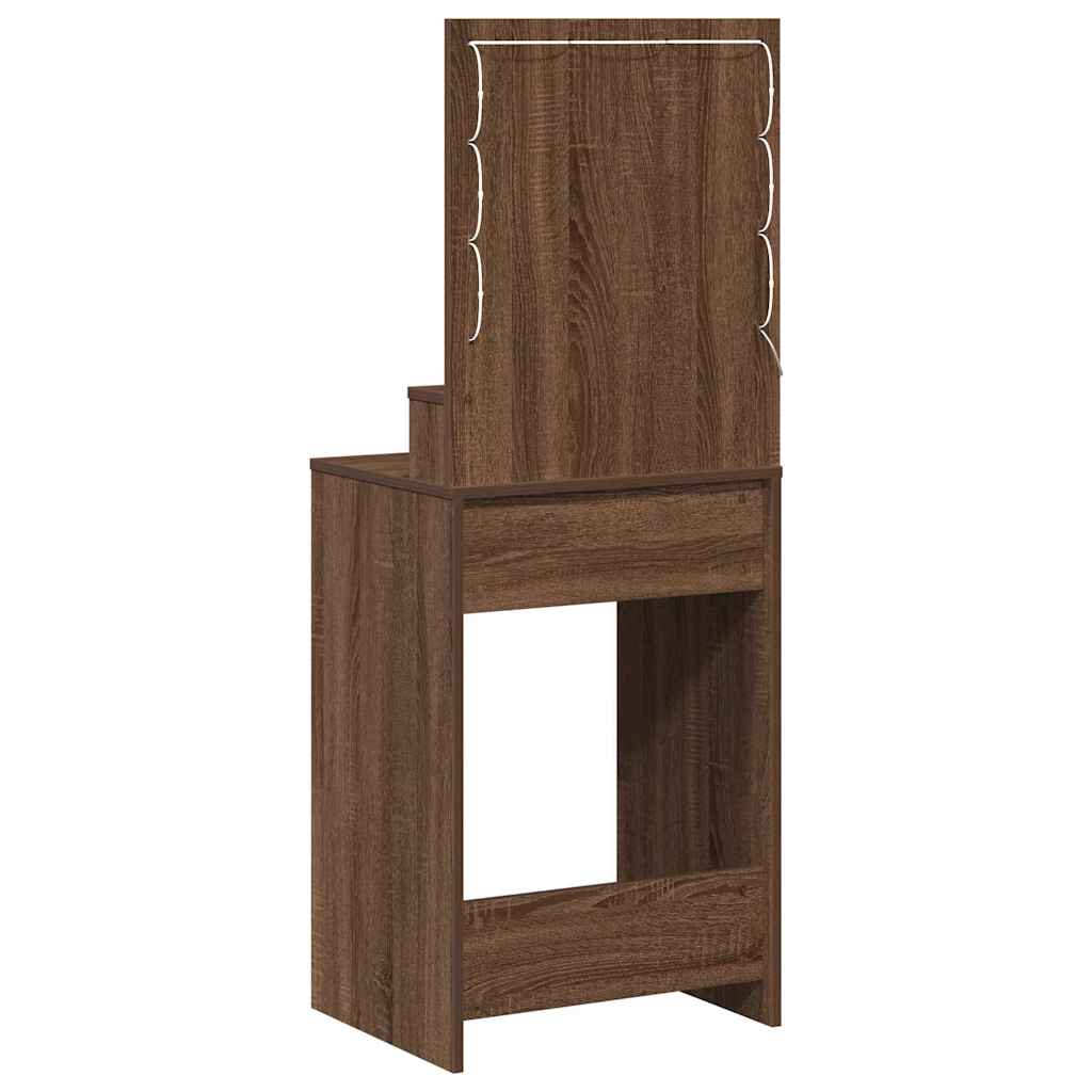 Sminkebord med LED-lys i Brun Eik 50x41x135 cm