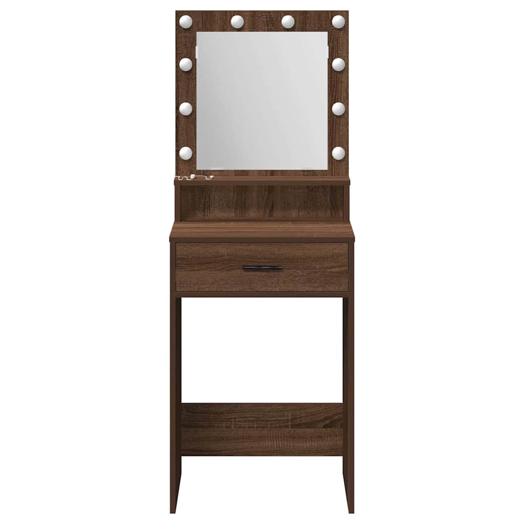 Sminkebord med LED-lys i Brun Eik 50x41x135 cm