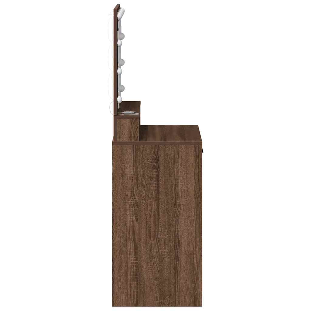 Sminkebord med LED-lys i Brun Eik 50x41x135 cm