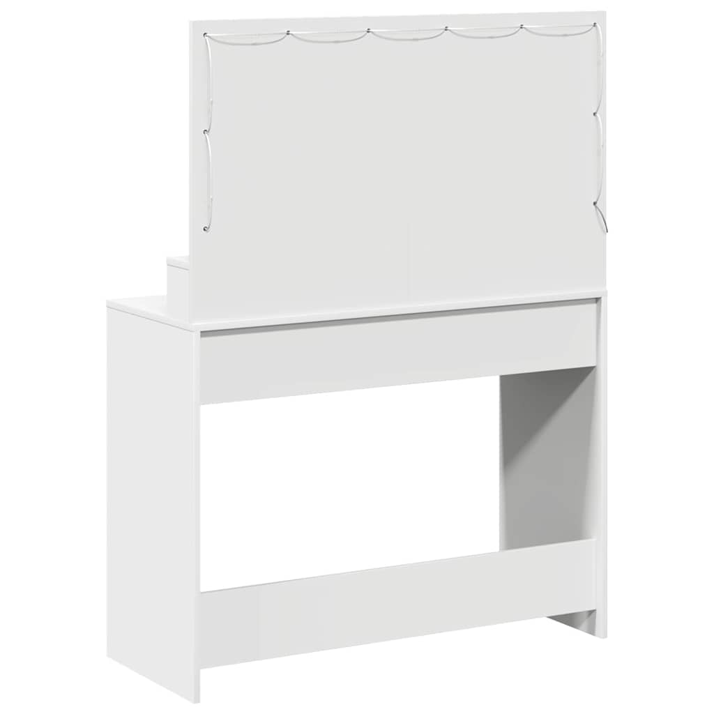 Hvit Sminkebord med LED Lys - 100x41x135 cm