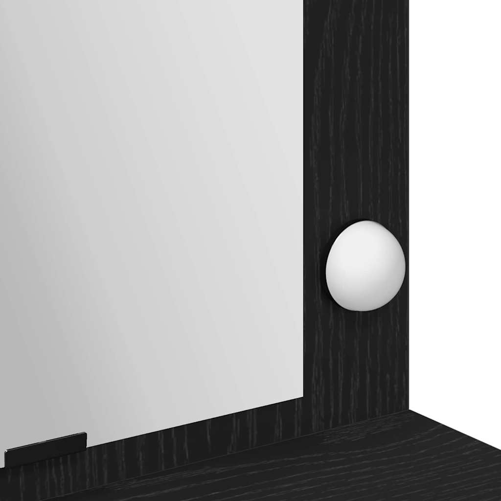 Sminkebord med LED-lamper - Svart Eik, 100x41x135 cm