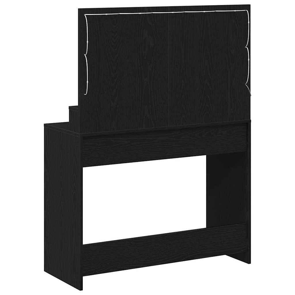 Sminkebord med LED-lamper - Svart Eik, 100x41x135 cm