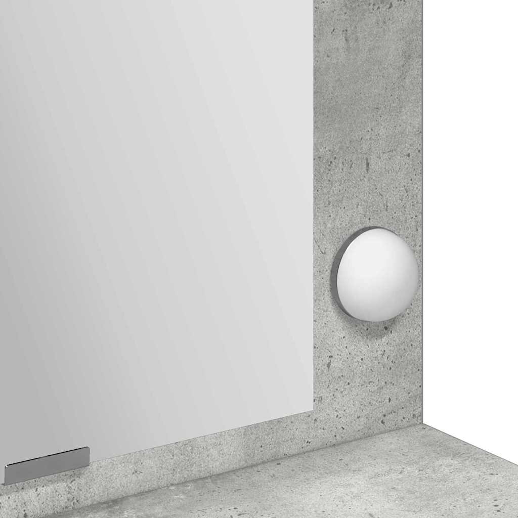 Sminkebord med LED-lys, Betonggrå, 100x41x135 cm