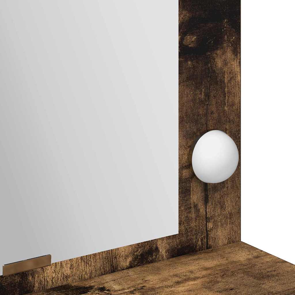 Sminkebord med LED-lamper i Røkt Eik 100x41x135 cm
