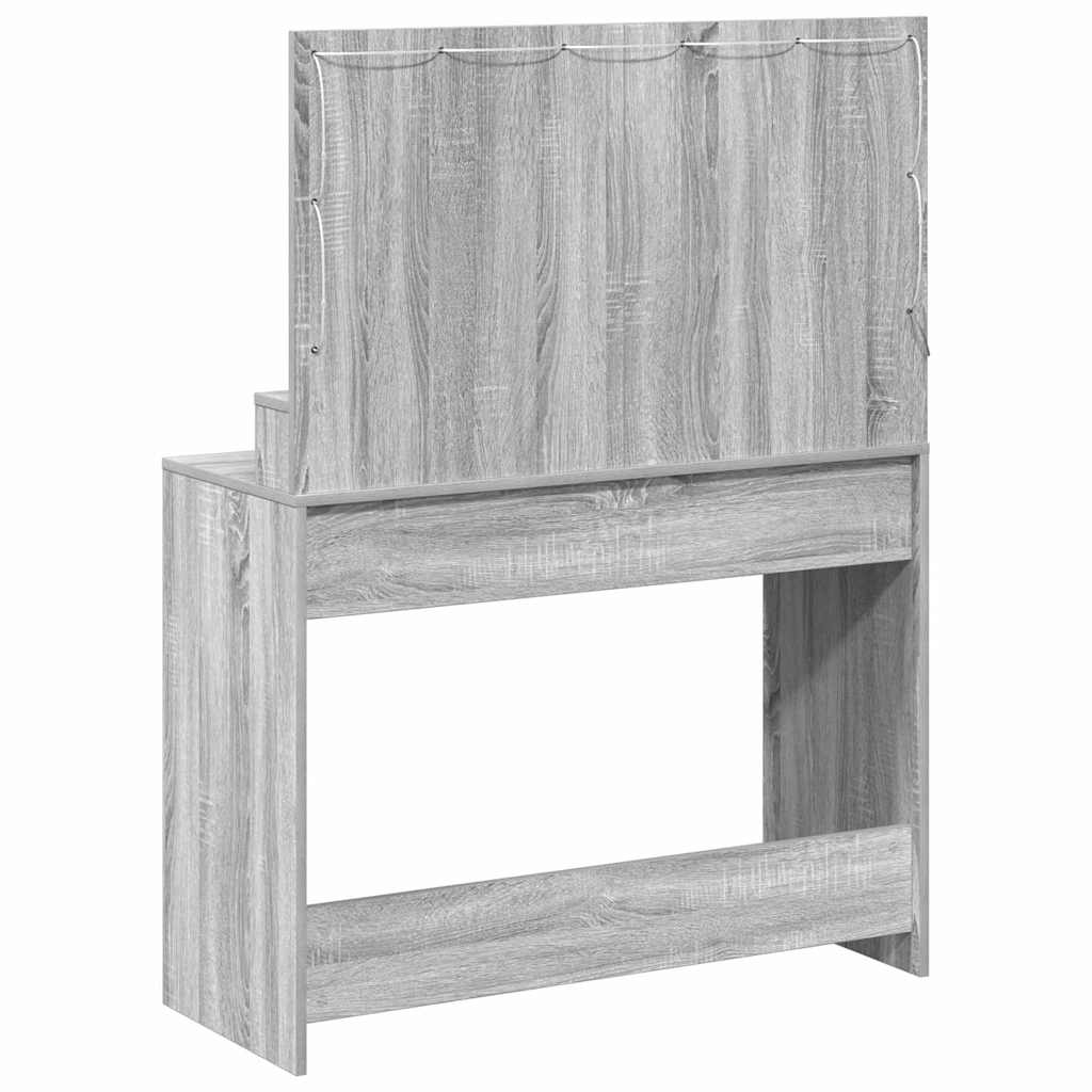 Sminkebord med LED-lamper Grå Sonoma 100x41x135 cm