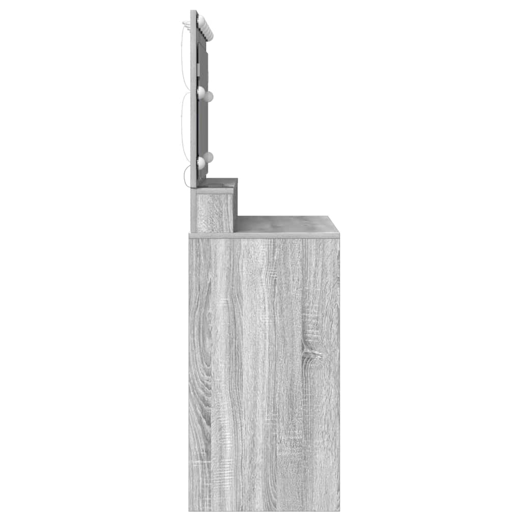 Sminkebord med LED-lamper Grå Sonoma 100x41x135 cm