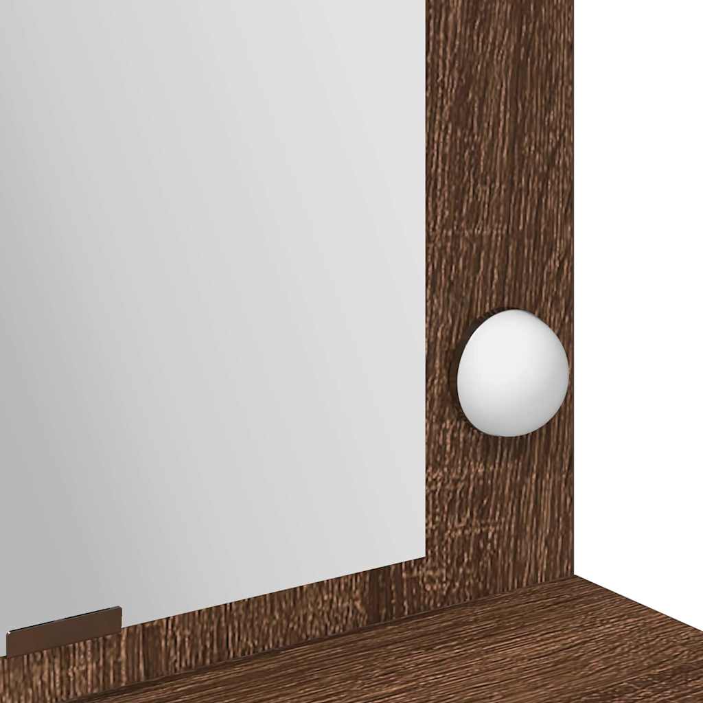 Sminkebord med LED-lamper, Brun Eik, 100x41x135 cm
