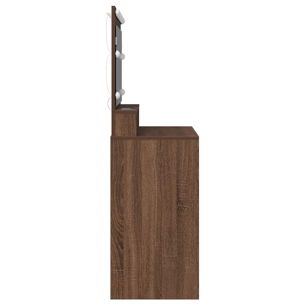Sminkebord med LED-lamper, Brun Eik, 100x41x135 cm