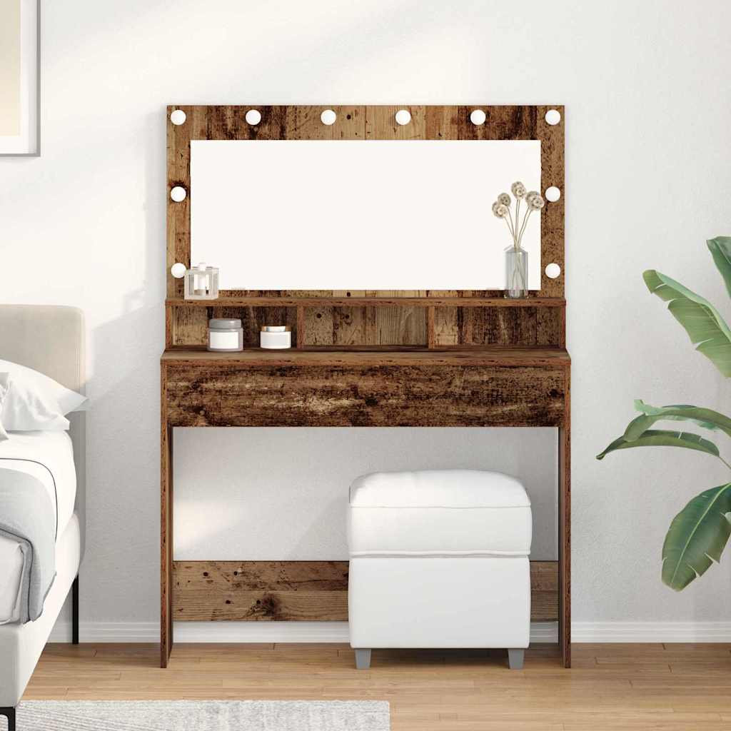 Dressing Table med LED-lamper - Vintage tre - 100x41x135 cm