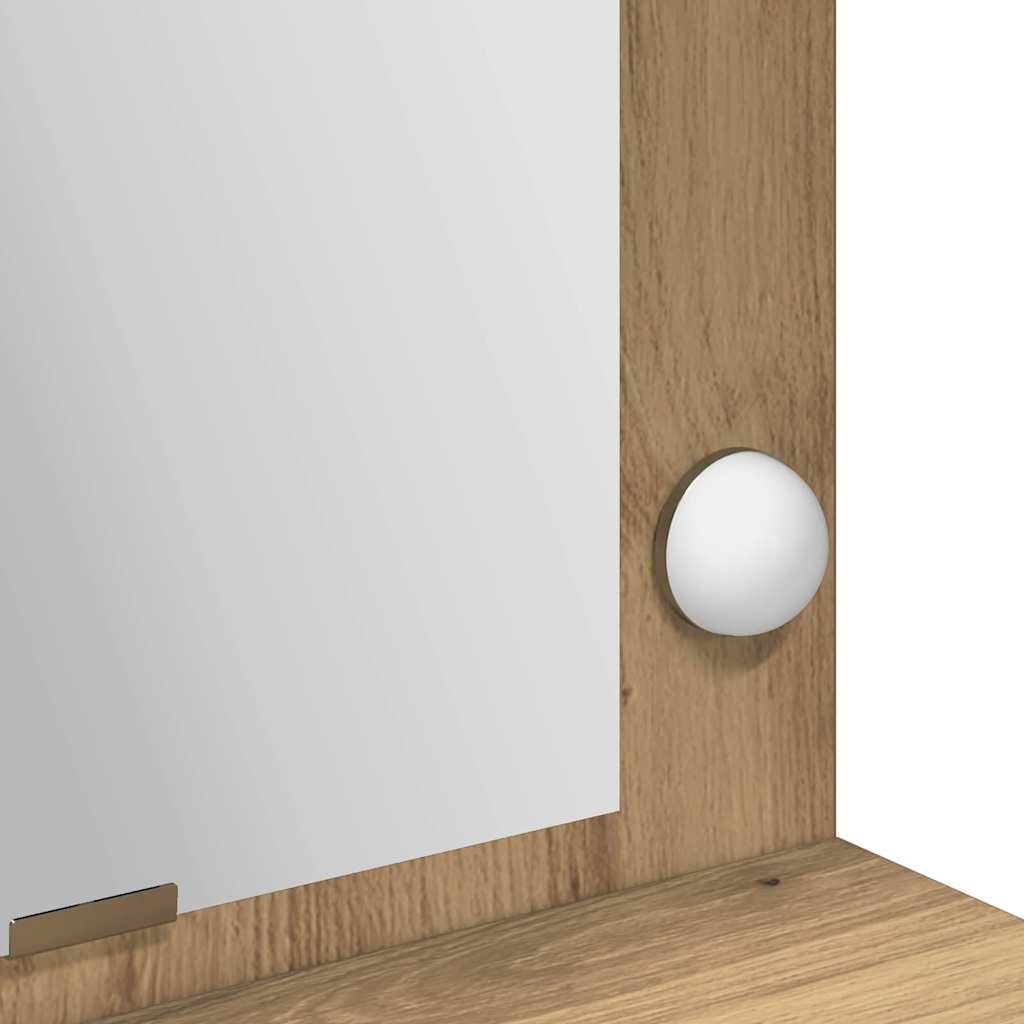 Sminkebord med LED Lys i Artisan Eik, 100x41x135 cm