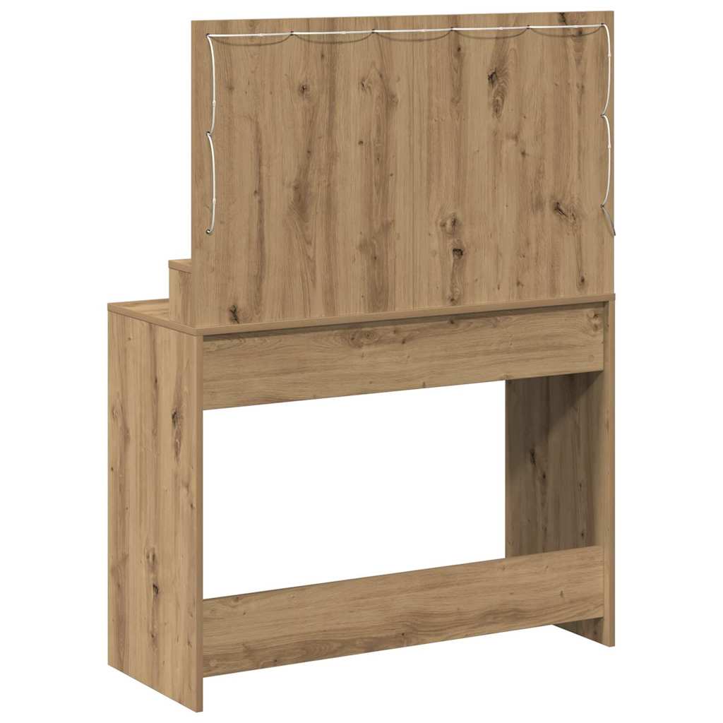 Sminkebord med LED Lys i Artisan Eik, 100x41x135 cm