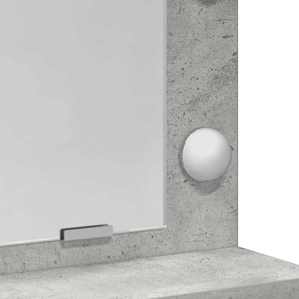 Sminkebord med LED-lys Betonggrå 79x41x135 cm