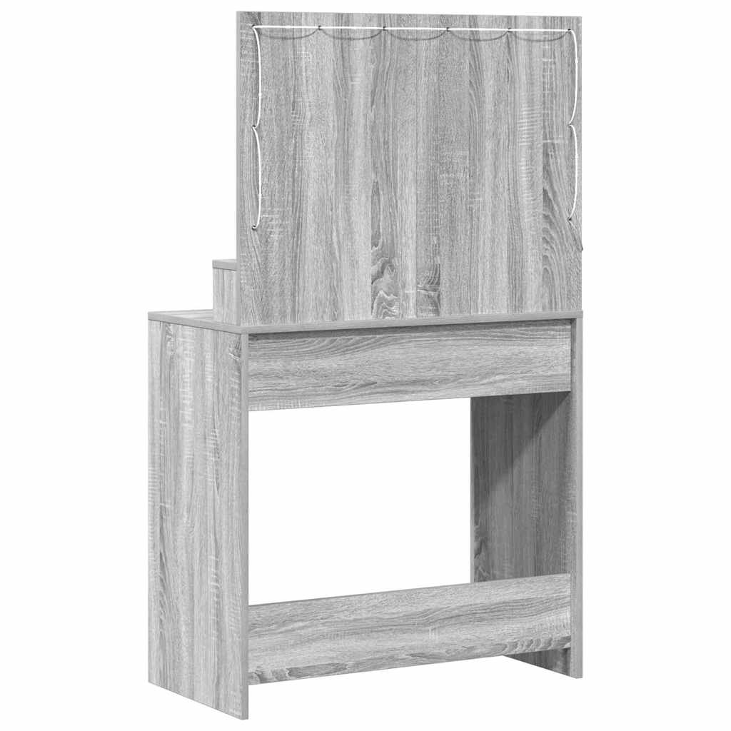 Sminkebord med LED-lamper Grå Sonoma 79x41x135 cm