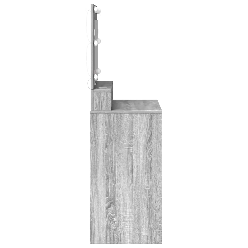 Sminkebord med LED-lamper Grå Sonoma 79x41x135 cm