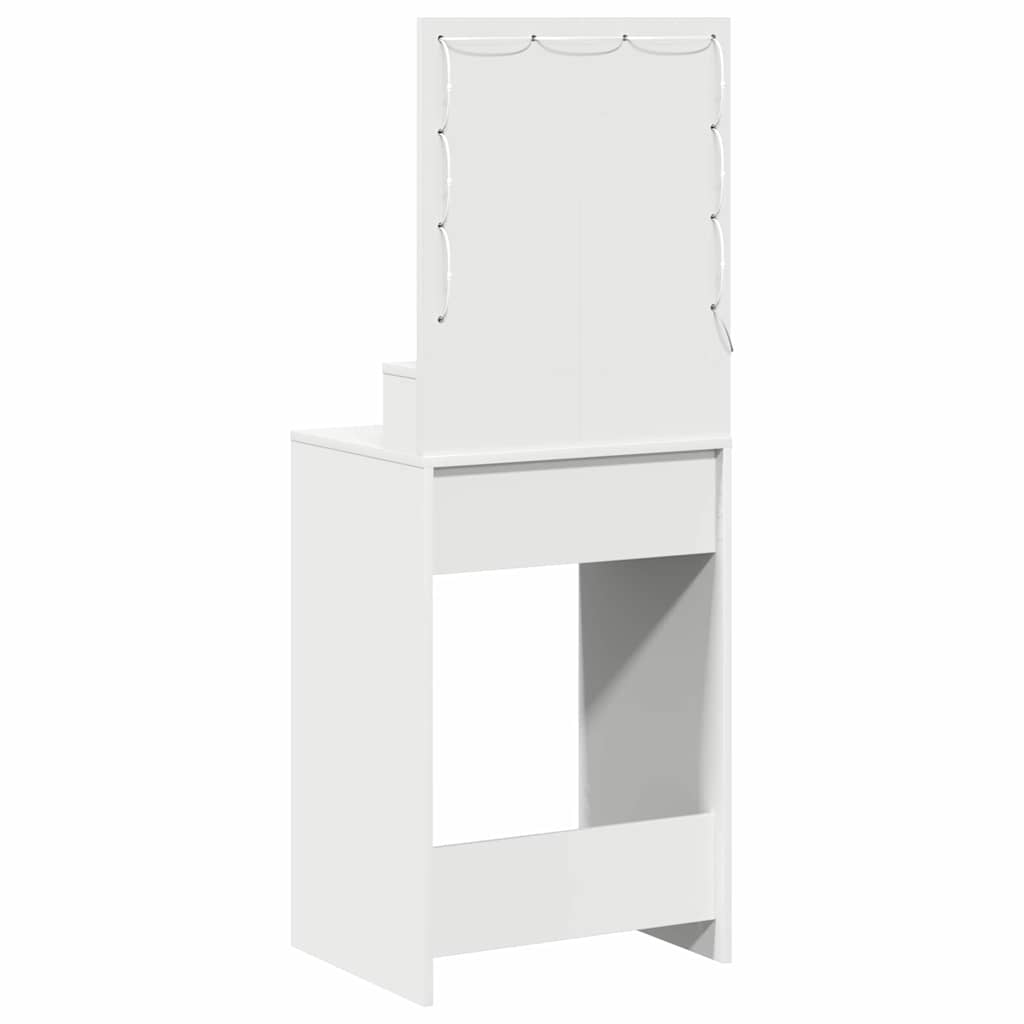 Sminkebord med LED-lamper Hvit 50x41x135 cm