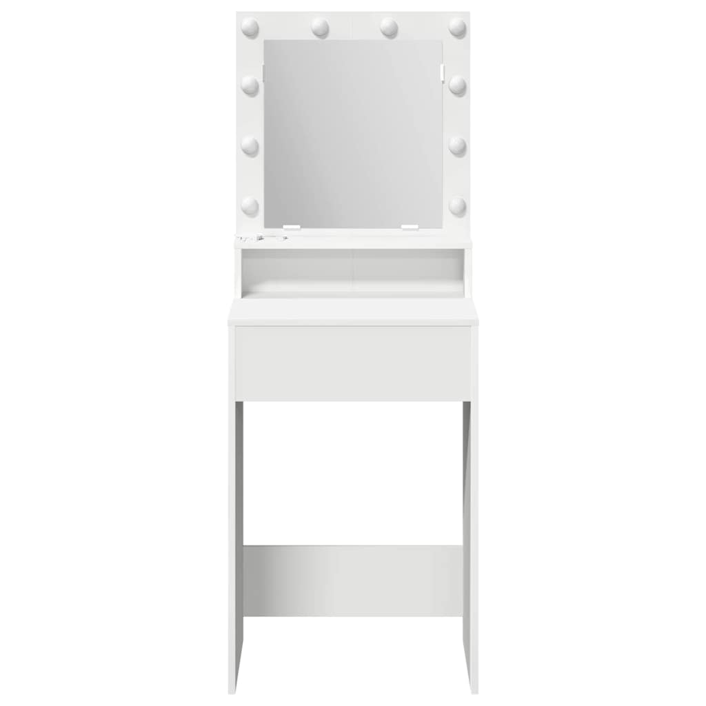 Sminkebord med LED-lamper Hvit 50x41x135 cm
