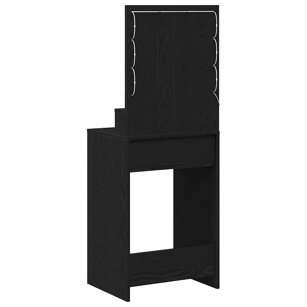Sminkebord med LED-lamper - Svart Eik, 50x41x135 cm