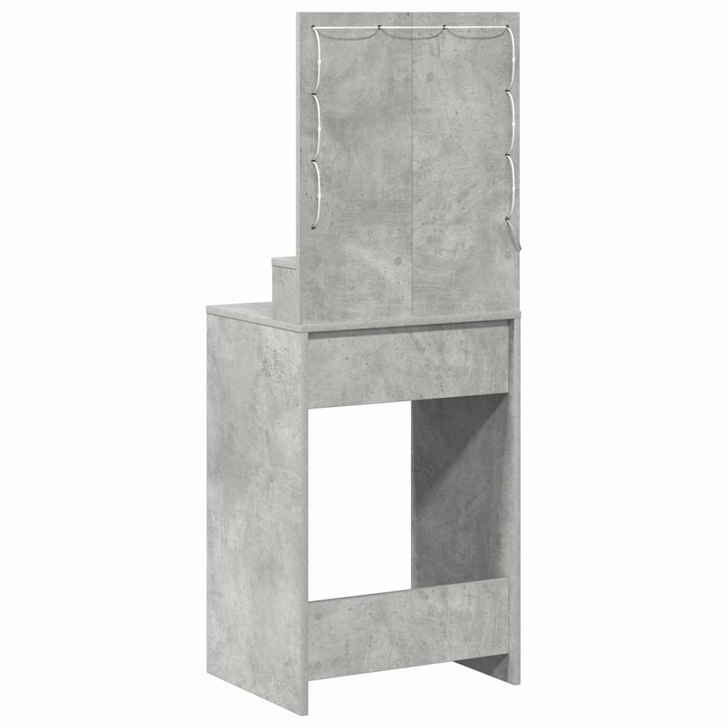 Sminkebord med LED-lamper Betonggrå 50x41x135 cm