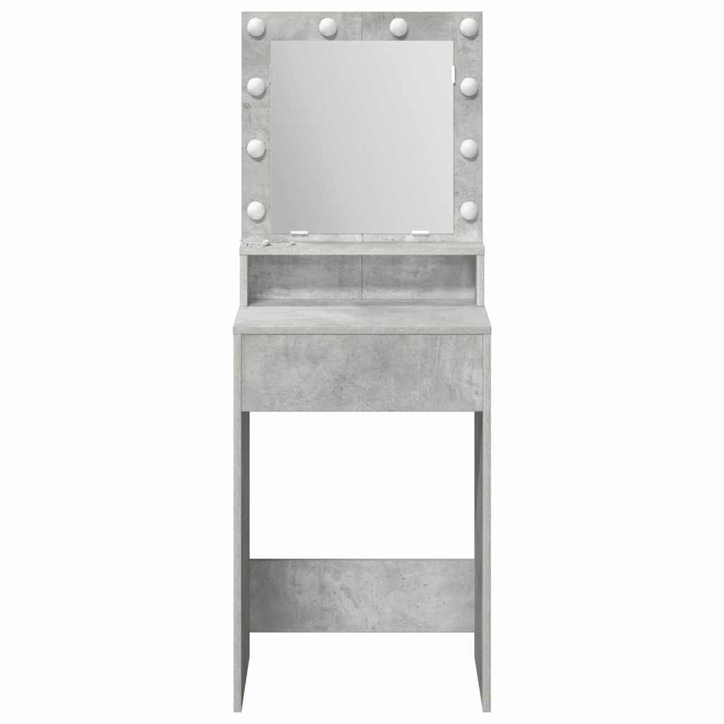 Sminkebord med LED-lamper Betonggrå 50x41x135 cm