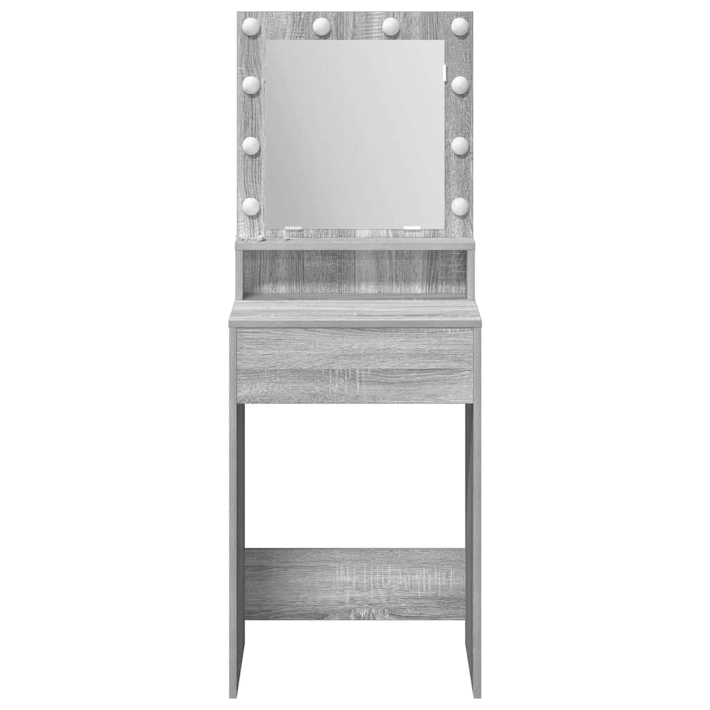 Sminkebord med LED-lamper i Grå Sonoma - 50x41x135 cm