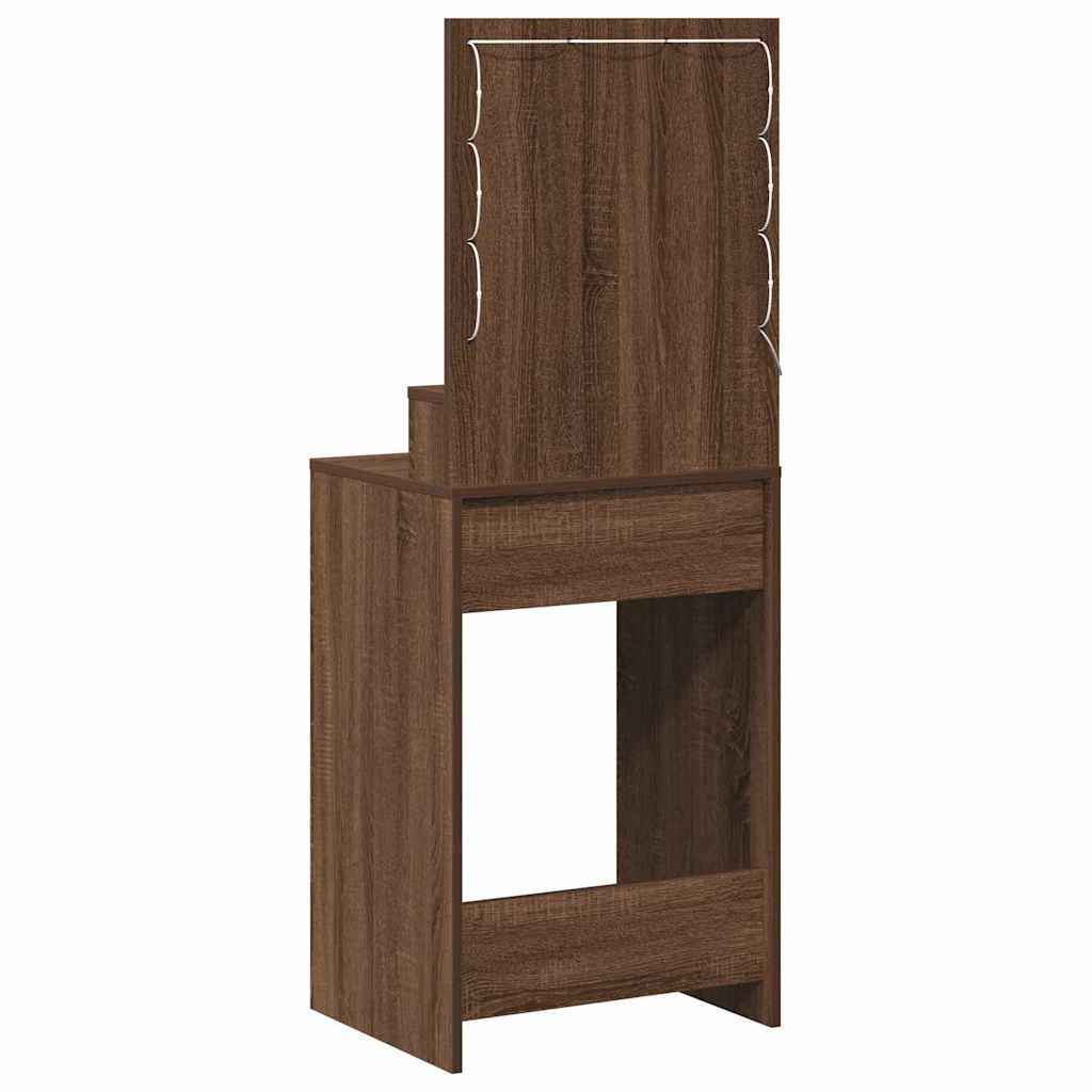 Sminkebord med LED Lys - Brun Eik - 50x41x135 cm