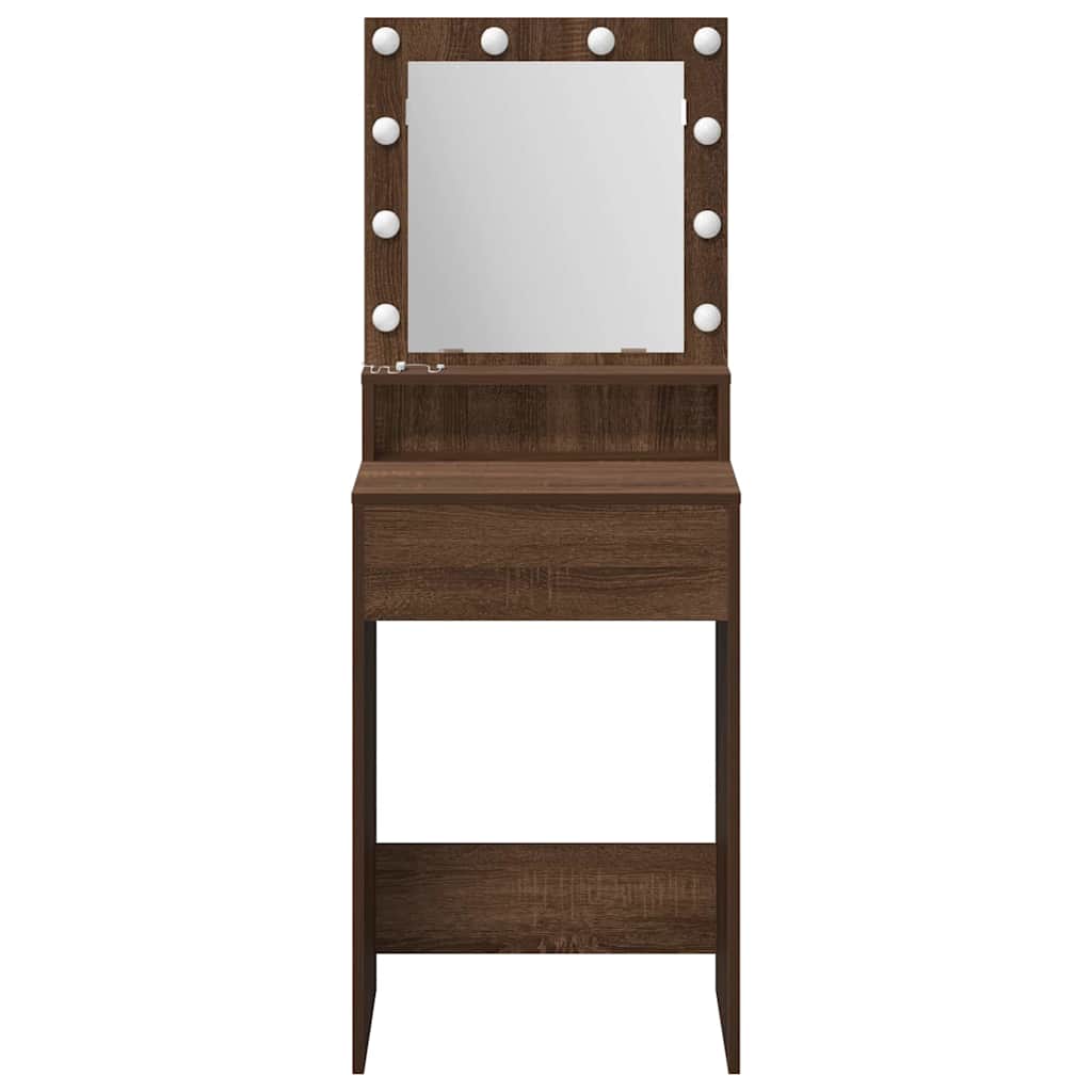 Sminkebord med LED Lys - Brun Eik - 50x41x135 cm