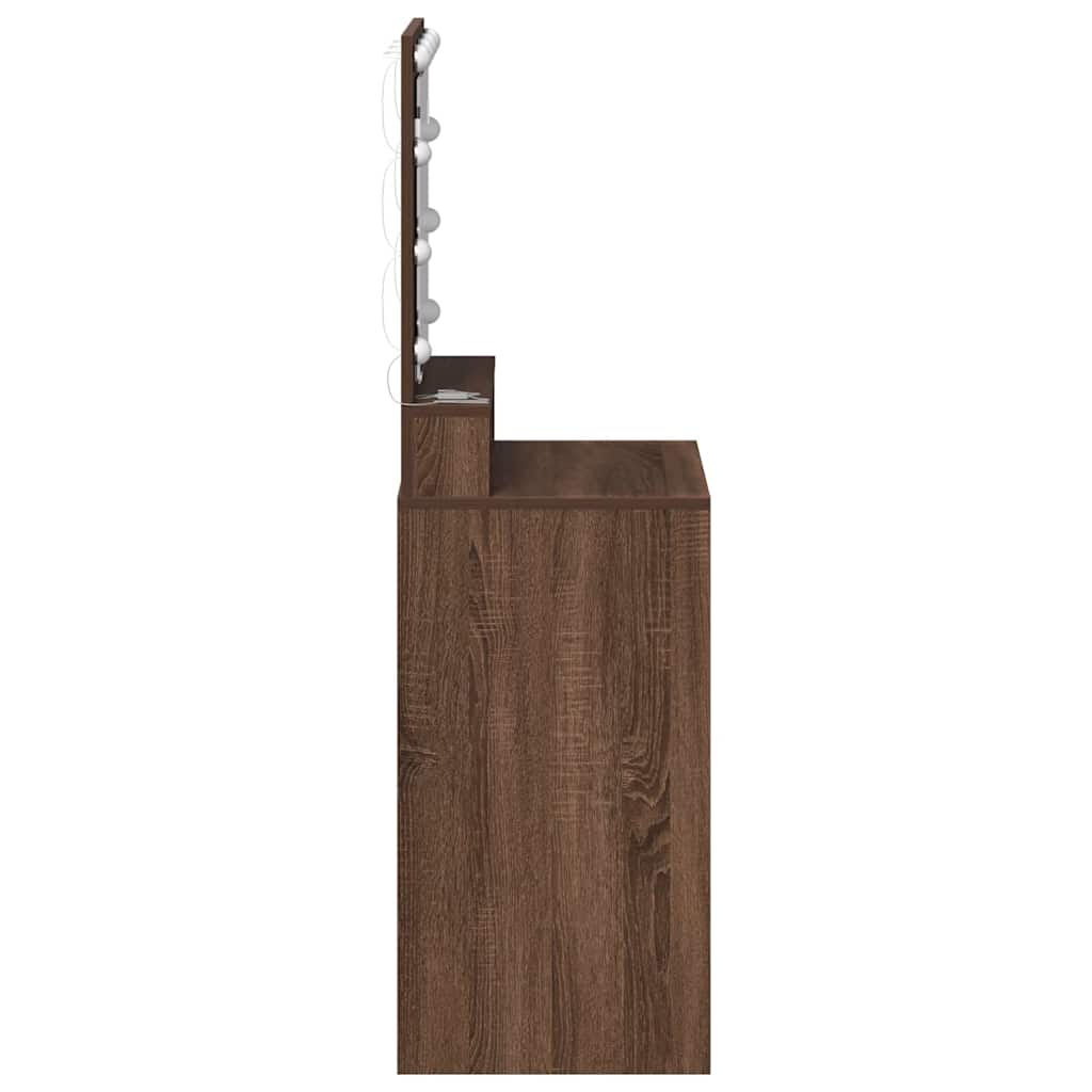 Sminkebord med LED Lys - Brun Eik - 50x41x135 cm