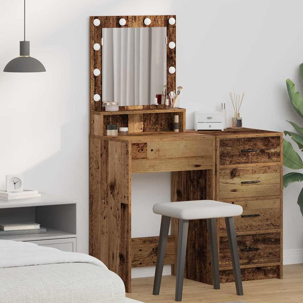 Sminkebord med LED Lys - Gamle tre, 50x41x135 cm